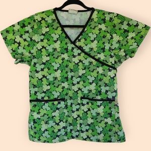 Tafford Shamrock Size Small Green Black Scrub top